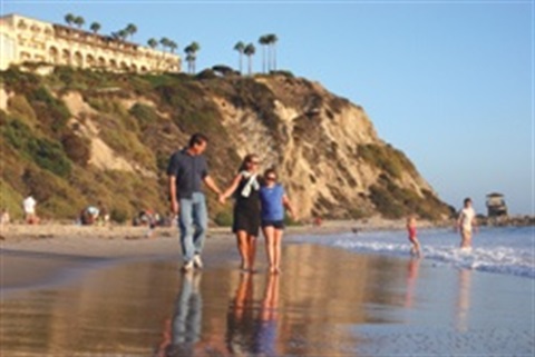 Family walking on beach